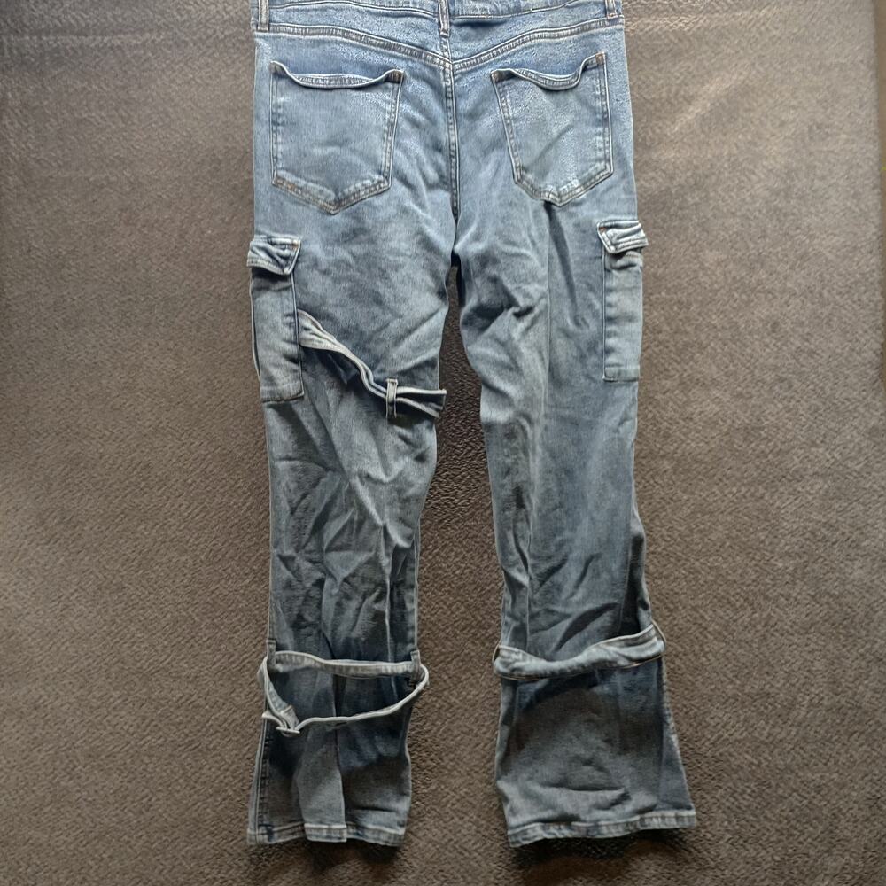 Hot Topic Men Wide Strap Leg Cotton Cargo Jeans 34x32 - Picture 2 of 12